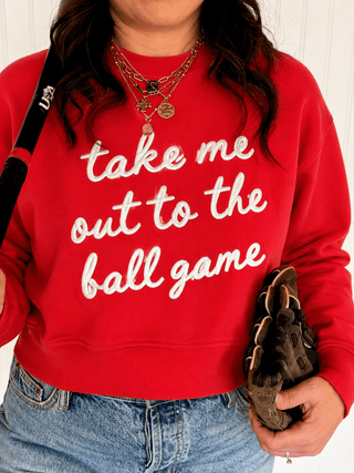 Take Me out to the Ballgame Crop Sweatshirt - 140 Sweatshirts + Sweaters - The Farmhouse