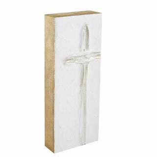 Tall Silver Cross Decorative Block - The Farmhouse