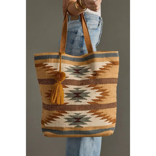 Tan, Camel & Teal Aztec Tote - 280 Bags - The Farmhouse