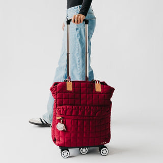 Tenley Quilted Tote Roller Bag in Burgundy