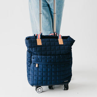 Tenley Quilted Tote Roller Bag in Navy