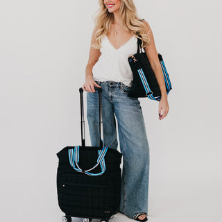 Tenley Quilted Tote Roller Bag in Black