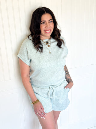 The Avery Scuba Top, Aqua - 110 Blouses - The Farmhouse