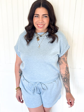 The Avery Scuba Top, Blue - 110 Blouses - The Farmhouse