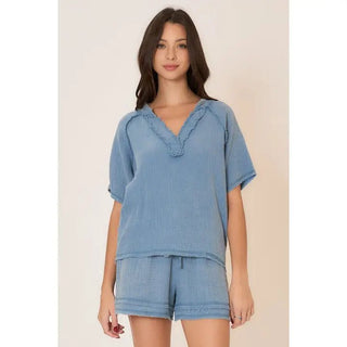The Barefoot Afternoon V - Neck - 110 Blouses - The Farmhouse
