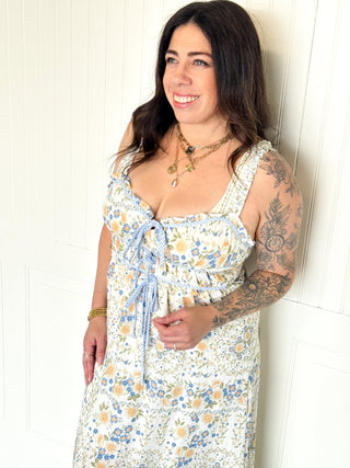 The Blue Blossom Border Midi - 170 Dresses - The Farmhouse