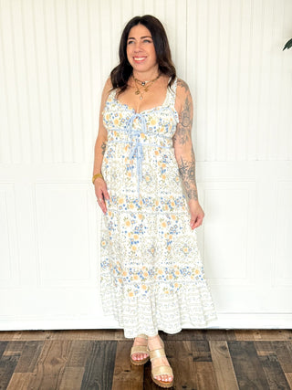The Blue Blossom Border Midi - 170 Dresses - The Farmhouse