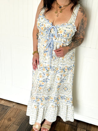 The Blue Blossom Border Midi - 170 Dresses - The Farmhouse