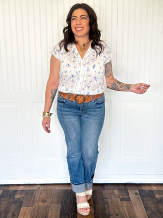 The Blue Garden Lace Detail Top - 100 Casual Tops - The Farmhouse