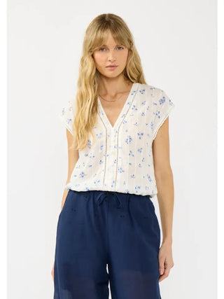 The Blue Garden Lace Detail Top - 100 Casual Tops - The Farmhouse