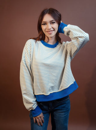 Blue Harbor striped French terry crossback sweatshirt with cross-back strap detail