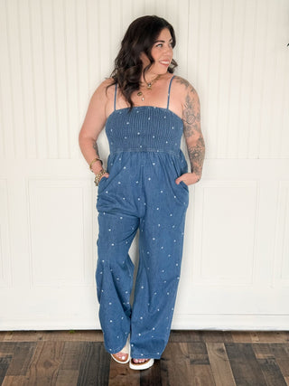 The Bluebell Heart Embroidered Jumpsuit - 180 One Piece Outfits - The Farmhouse
