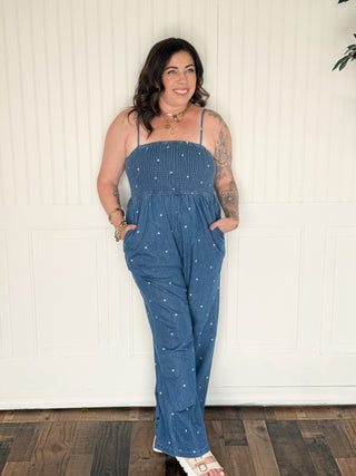 The Bluebell Heart Embroidered Jumpsuit - 180 One Piece Outfits - The Farmhouse