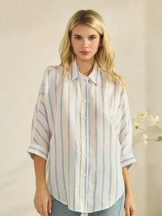 The Blueline Breeze 3/4 Sleeve Shirt - 110 Blouses - The Farmhouse