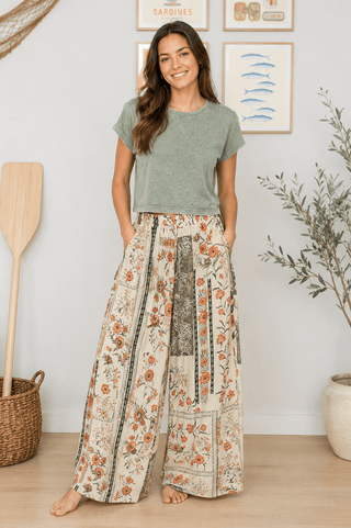 The Botanical Breeze Flowy Trousers - 240 Pants - The Farmhouse