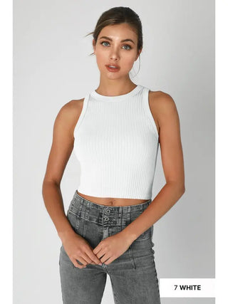 The Brielle Ribbed Tank, White - 130 Basics - The Farmhouse