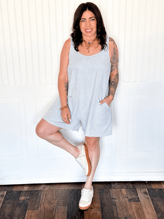 The Cali Romper, Blue - 180 One Piece Outfits - The Farmhouse