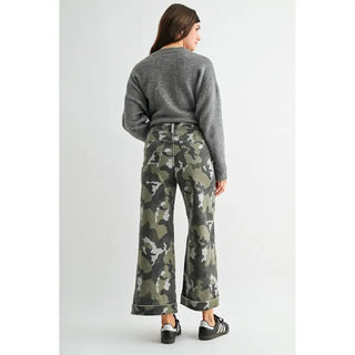 The Camo Trail Wide Leg Crop Pants - 210 Jeans - The Farmhouse