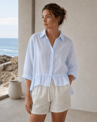 The Cape Cod Charm Blouse, Light Blue - 110 Blouses - The Farmhouse