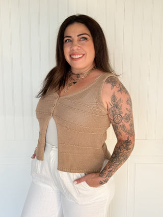 The Caramel Coast Button Tank - 100 Casual Tops - The Farmhouse