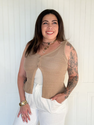 The Caramel Coast Button Tank - 100 Casual Tops - The Farmhouse