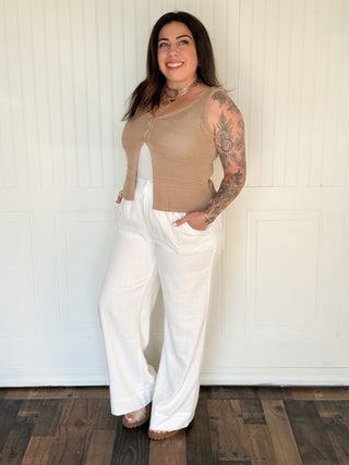 The Caramel Coast Button Tank - 100 Casual Tops - The Farmhouse