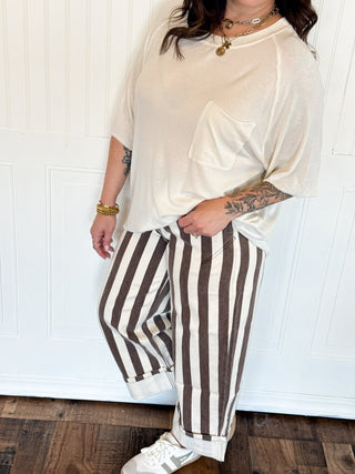 The Cinnamon Stripe Barrel Jeans - 240 Pants - The Farmhouse