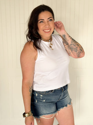 The Cotton Muse Crop Tank, White - 100 Casual Tops - The Farmhouse