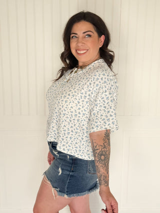 The Daisyfield Henley Knit, Blue - 100 Casual Tops - The Farmhouse