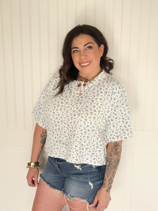 The Daisyfield Henley Knit, Blue - 100 Casual Tops - The Farmhouse