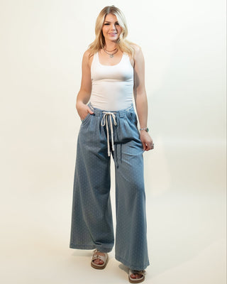 The Dotty Breeze Wide Leg Polka Dot Denim Pants - 240 Pants - The Farmhouse