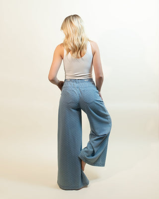 The Dotty Breeze Wide Leg Polka Dot Denim Pants - 240 Pants - The Farmhouse