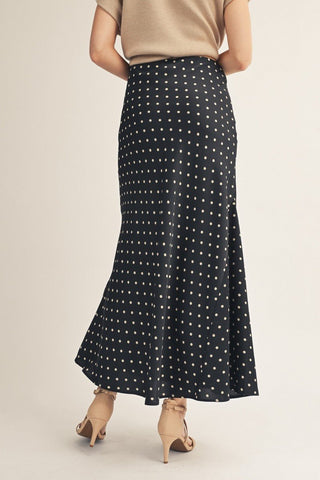 The Dotty Darling Satin Maxi Skirt, Black - 220 Shorts + Skirts - The Farmhouse