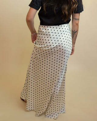 The Dotty Darling Satin Maxi Skirt, Champagne - 220 Shorts + Skirts - The Farmhouse