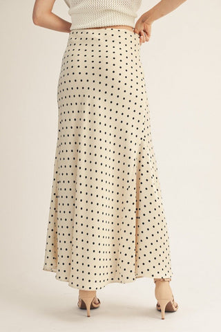 The Dotty Darling Satin Maxi Skirt, Champagne - 220 Shorts + Skirts - The Farmhouse