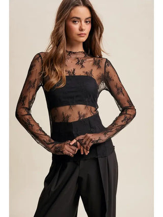 The Ethereal Lace Long Sleeve, Black - 110 Blouses - The Farmhouse
