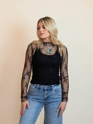 The Ethereal Lace Long Sleeve, Black - 110 Blouses - The Farmhouse