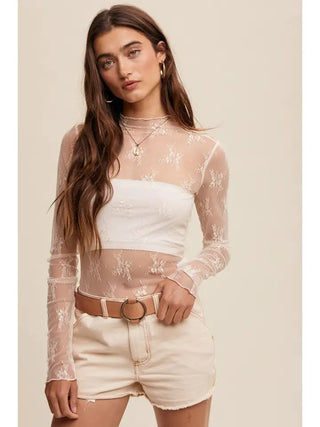 The Ethereal Lace Long Sleeve, Ecru - 110 Blouses - The Farmhouse