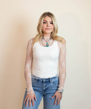 The Ethereal Lace Long Sleeve, Ecru - 110 Blouses - The Farmhouse