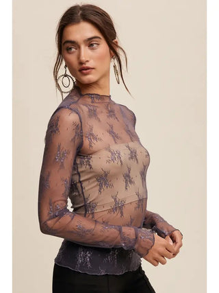 The Ethereal Lace Long Sleeve, Midnight - 110 Blouses - The Farmhouse