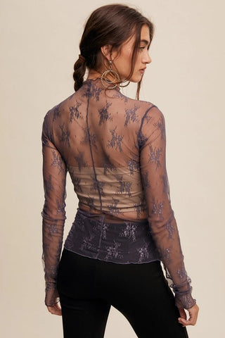 The Ethereal Lace Long Sleeve, Midnight - 110 Blouses - The Farmhouse