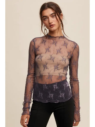 The Ethereal Lace Long Sleeve, Midnight - 110 Blouses - The Farmhouse