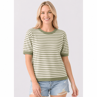 The Eucalyptus Stripe Pullover - 110 Blouses - The Farmhouse