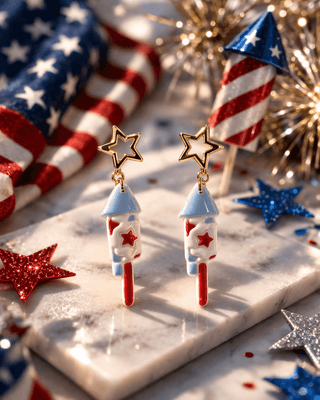 The Firecracker Rocket Dangle Earrings, Stars - 290 Jewelry - The Farmhouse