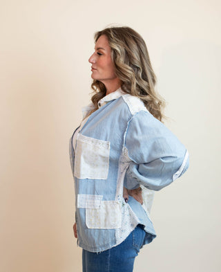 The Floral Story Patchwork Shacket Top - 110 Blouses - The Farmhouse