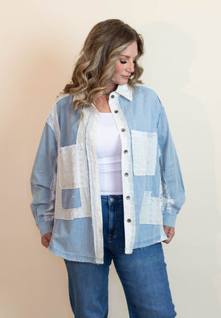 The Floral Story Patchwork Shacket Top - 110 Blouses - The Farmhouse
