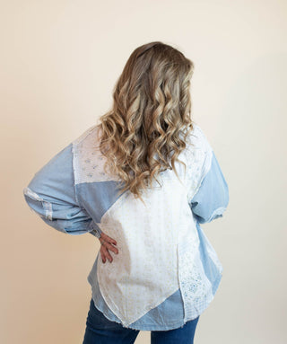 The Floral Story Patchwork Shacket Top - 110 Blouses - The Farmhouse