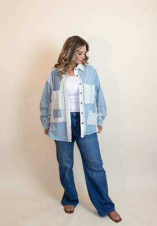 The Floral Story Patchwork Shacket Top - 110 Blouses - The Farmhouse