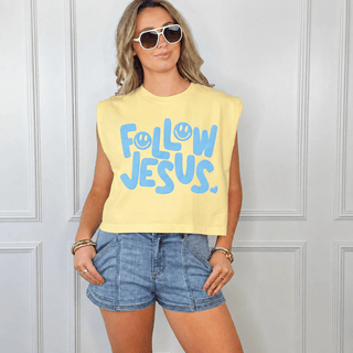 The Follow Jesus Sunshine Puff Tank - 120 Graphic Tees - The Farmhouse