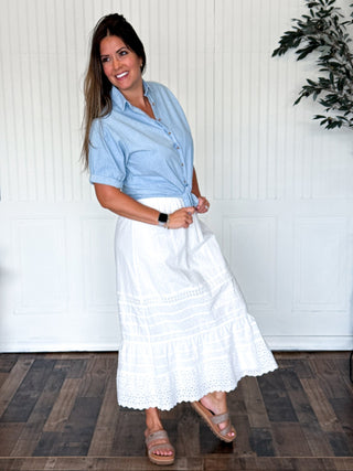The Garden Eyelet Edge Skirt - 220 Shorts + Skirts - The Farmhouse